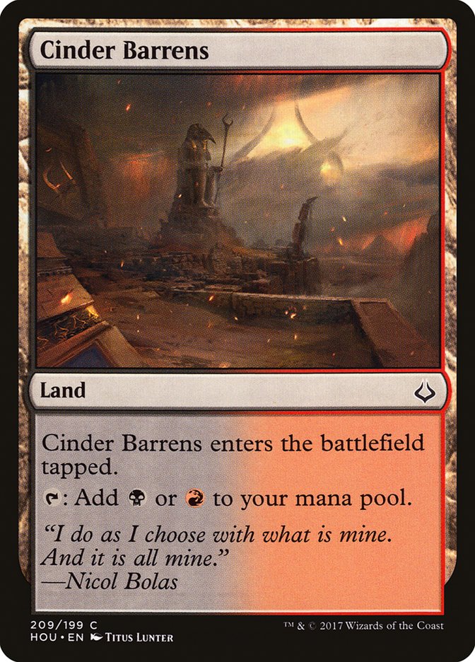 Hour of Devastation Cinder Barrens #209 Card Front