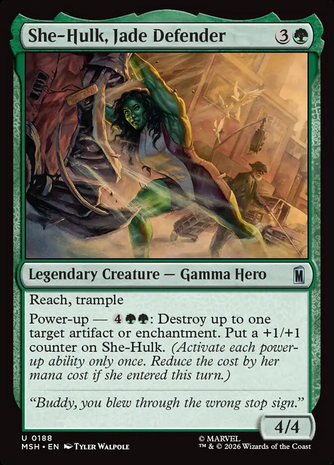 Marvel Superheroes She-Hulk, Jade Defender Card Front