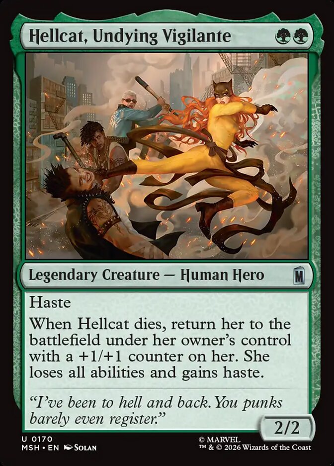 Marvel Superheroes Hellcat, Undying Vigilante Card Front