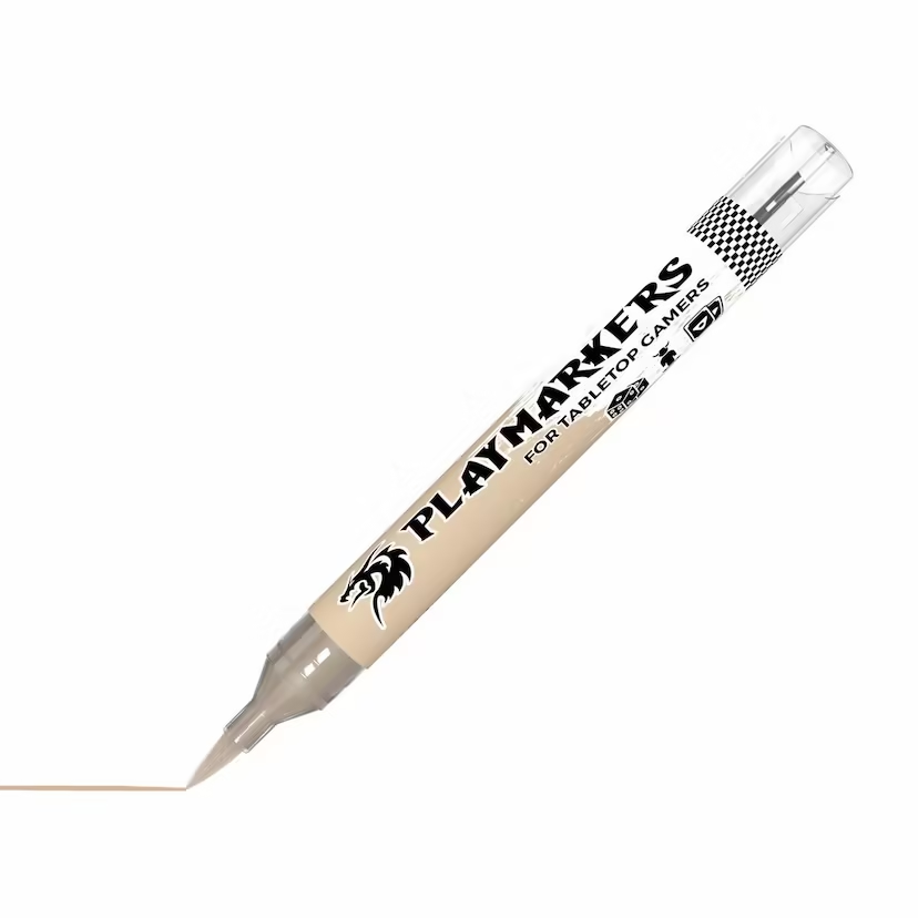 Playmarkers acrylic paint marker in dark skin, ideal for modellers and gamers. Fast-drying, water-resistant, and designed for precise application and blending.