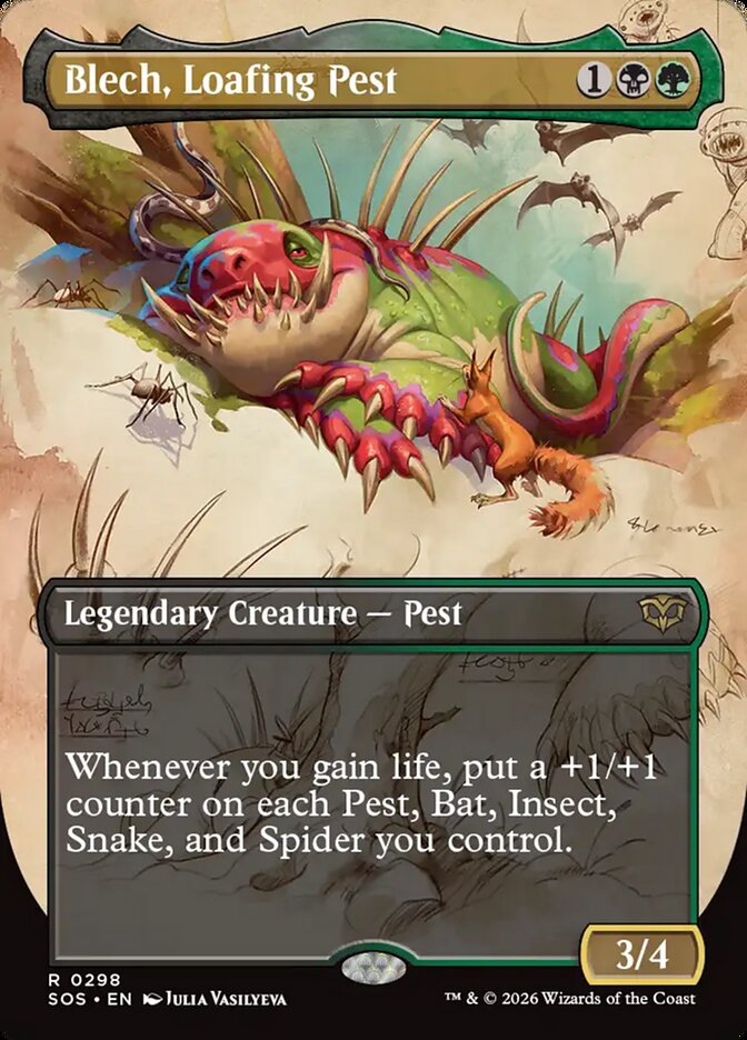 Blech, Loafing Pest Secrets of Strixhaven Borderless Field Notes #298Card Front