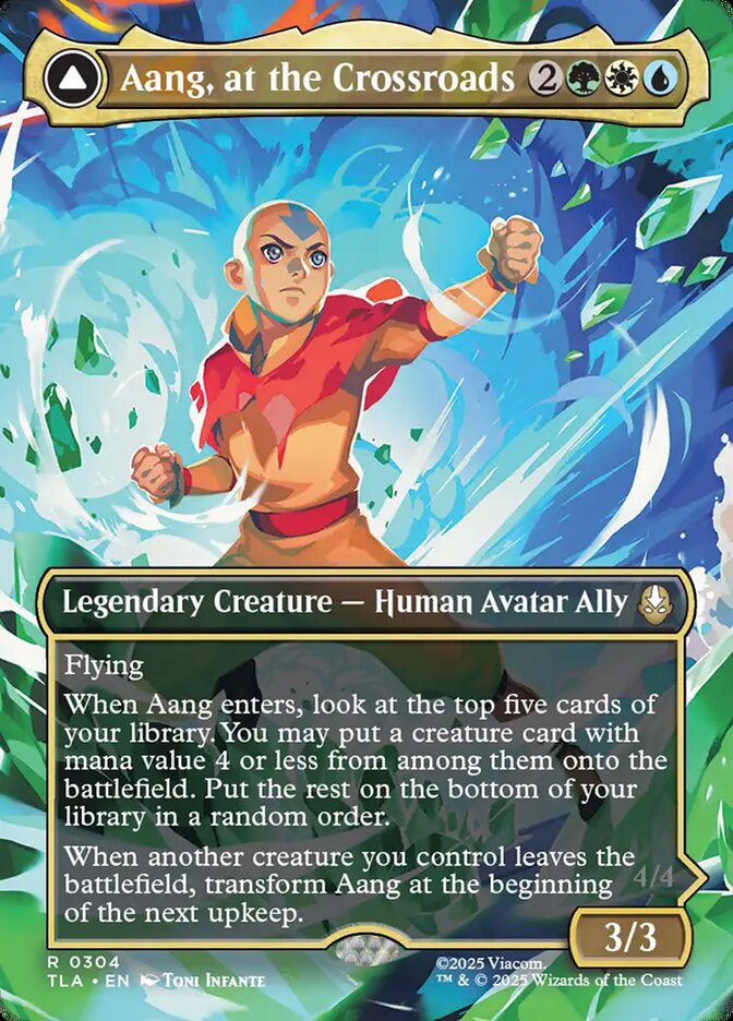 Borderless Aang, at the Crossroads // Aang, Destined Savior Avatar The Last Airbender #304 MTG Single Card Front