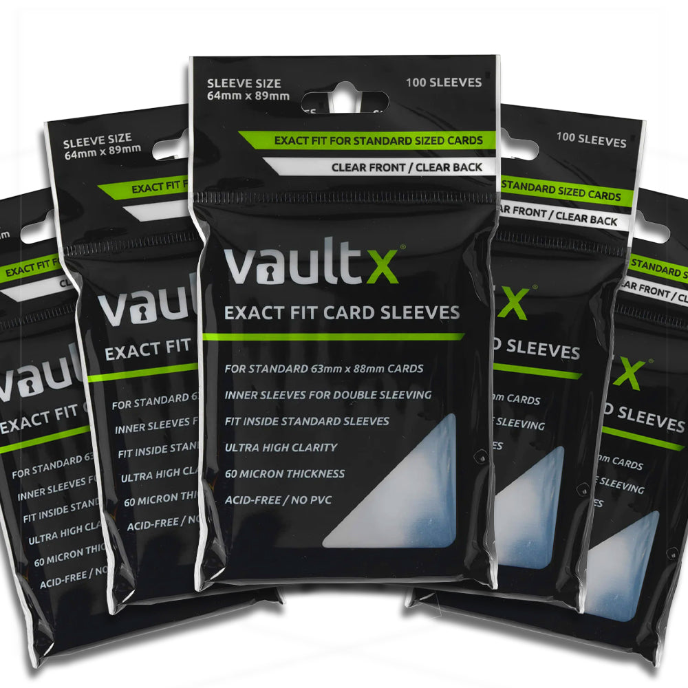 Vaultx Exact Fit TCG Sleeves Clear 5 Pack Spread
