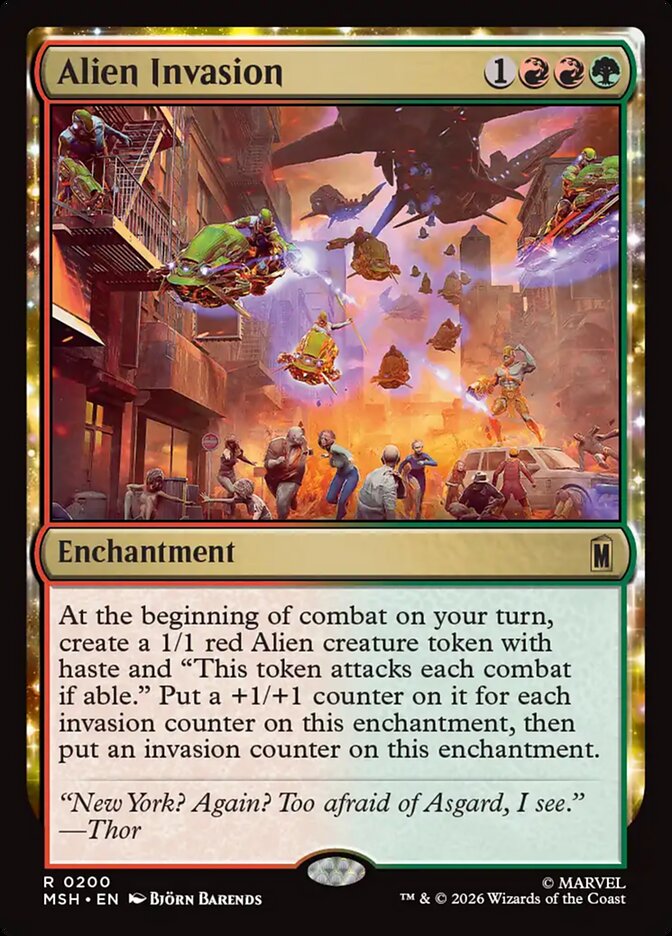 Marvel Superheroes Alien Invasion Card Front