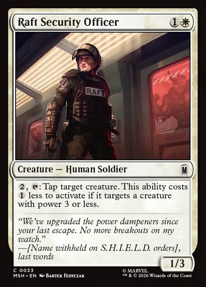 Marvel Superheroes Raft Security Officer Card Front