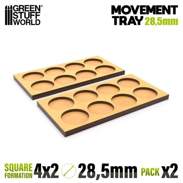 28.5mm Round 4x2 Wargaming Movement Tray | Green Stuff World