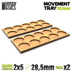 28.5mm Round 5x2 Wargaming Movement Tray | Green Stuff World