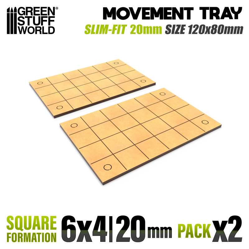 20mm Square 6x4 Slimfit The Old World Movement Tray | Green Stuff World