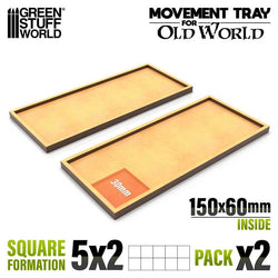 30mm Square 5x2 The Old World Movement Tray | Green Stuff World