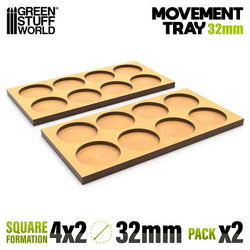 32mm Round 4x2 Wargaming Movement Tray | Green Stuff World