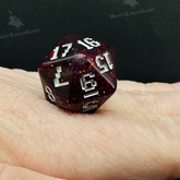 Semi-transparent red glitter Spi...