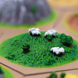 Catan 3d edition - close up of some sheep on a hill tile