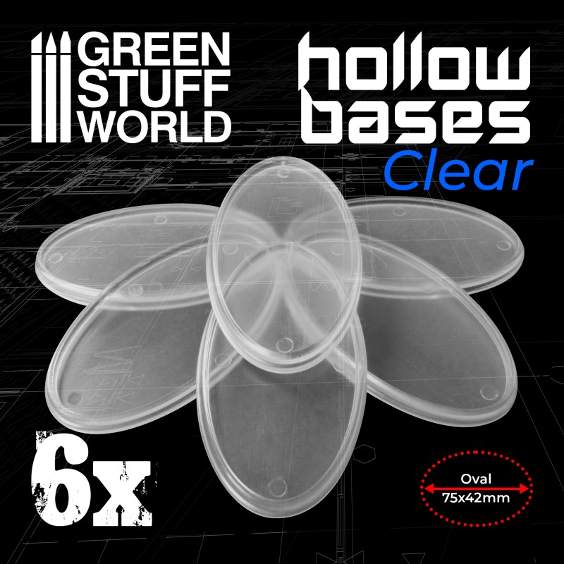 Transparent Hollow Plastic Bases - Oval 75x42mm - GSW