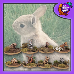 A cute set of 8 bunnies in different sculpts by Bad Squiddo