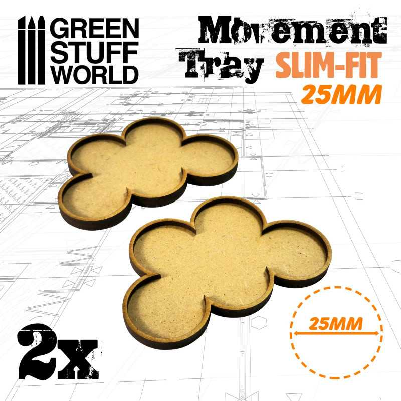 25mm Slim Fit Skirmish Movement Trays by Green Stuff World