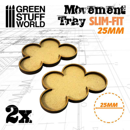 25mm Slim Fit Skirmish Movement Trays by Green Stuff World