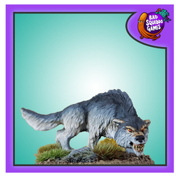 Fenrir by Bad Squiddo Games is a metal gaming miniature of a vicious wolf in a stalking style position