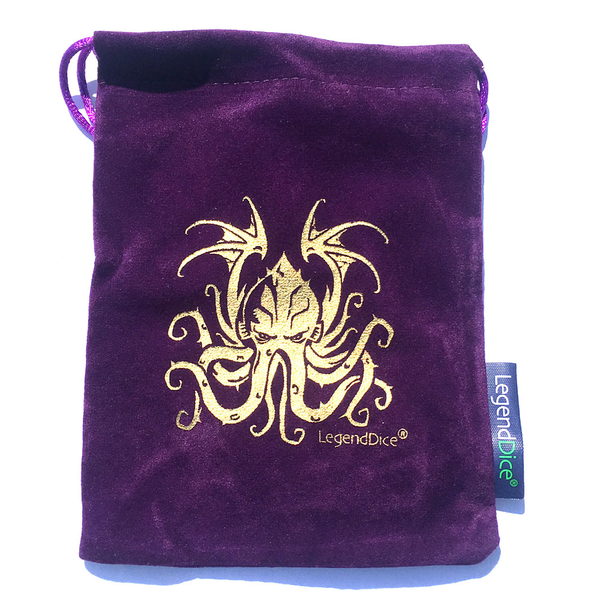 Purple Cthulhu Rectangular Dice Bag With Purple Drawstring