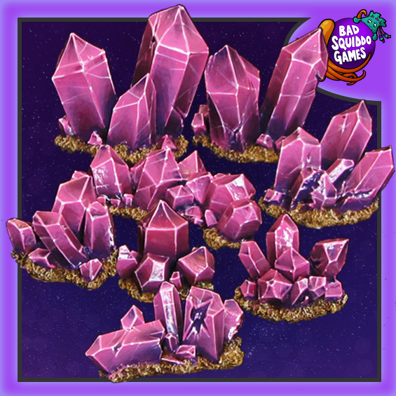 Crystals by Bad Squiddo Games contains 8 pieces of lovely sculpted resin crystals