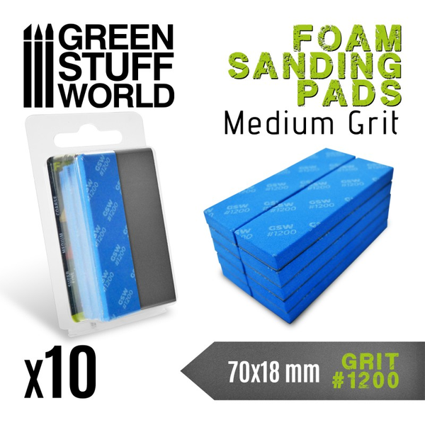 Medium grit foam sanding pads number #1200 by Green Stuff World,
