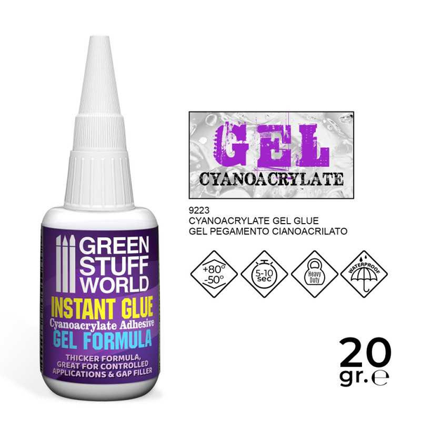 Green Stuff World instant glue cyanoacrylate adhesive gel formula. 