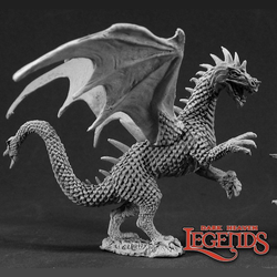 Reaper Miniatures 03350 Young Forest Dragon sculpted by Sandra Garrity for the dark heaven legends metal miniatures range, a metal dragon miniature