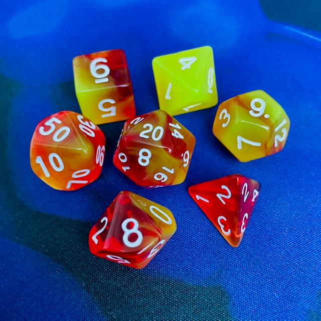 Elemental Gem Rising Phoenix Red/Yellow Poly Dice Set 