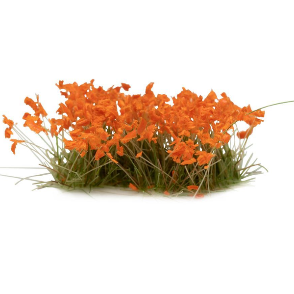 Tufts covered with bright orange petals and green leaves by Gamers Grass