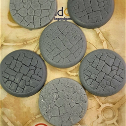 A pack of six lipped resin flagstone 50mm bases by Legend Games for your tabletop gaming needs. 