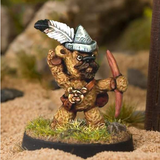 The Hood by Northumbrian Tin Solider is a metal teddy bear miniature wearing a feather adorned cap and firing a bow, full of character this teddy bear sports a moustache and goatee