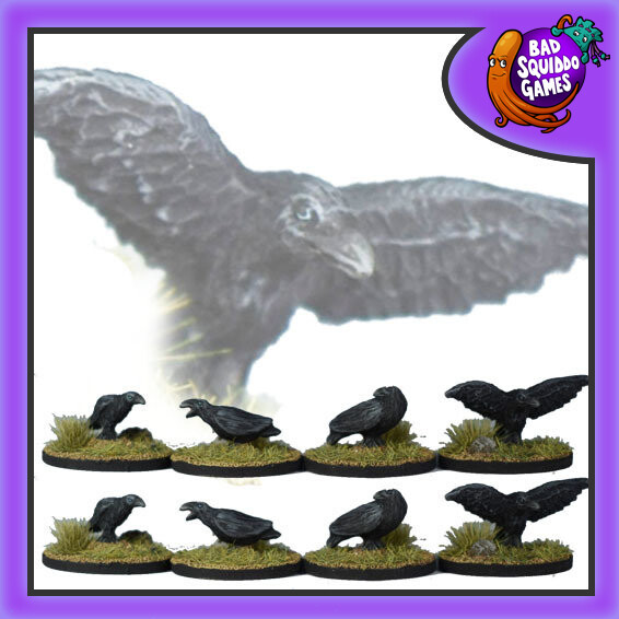 A set of 8 Ravens in single sculpts by Bad Squiddo