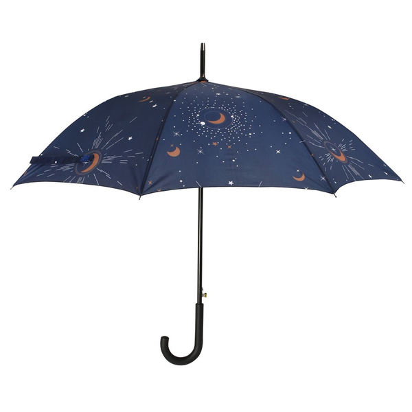 Umbrella, An elegant design of moons and stars on the canopy and curved handle.  