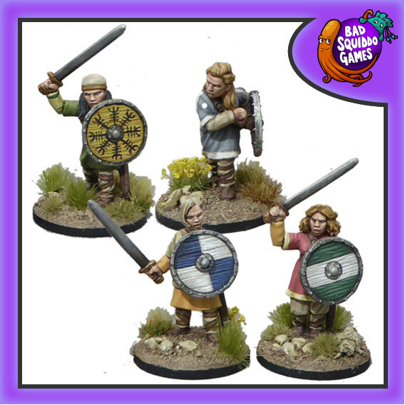 Shieldmaiden Warriors with Swords from Bad Squiddo Games 