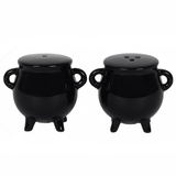 adorable black cauldron salt and pepper set 