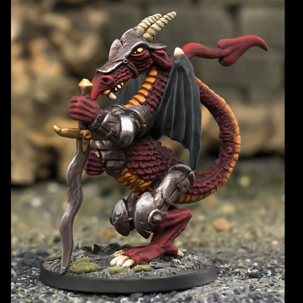 A wonderful armoured dragon holding a sword from the Nighfolk range by Northumbrian Tin Soldier