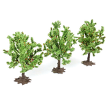 Gaugemaster Apple Trees for your scale model railway, dioramas and gaming tables, with green foliage, brown trunks and green and red decoration to represent apples.