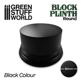 8cm Black Round Block Plinth - Green Stuff World
