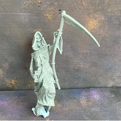 Reaper Miniature Gaming Figure. this miniature represents death with an hour glass in one hand and a scythe in the other for the Reaper Pirate Ship
