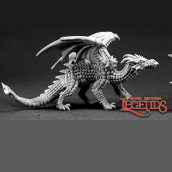 Reaper Miniatures 03332 Young Fire Dragon by Julie Guthrie for the dark heaven legends metal miniatures range, a metal dragon miniature