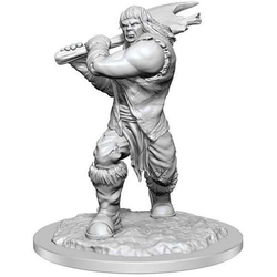 Ogre unpainted miniatures by Wizkids as part of their Wave 16 Nolzur's Marvelous Miniatures range for Dungeons and Dragons. A miniature representing a female Ogre wearing fur topped boots and carrying a large axe over her should in a ready to swing stance for your tabletop gaming. 