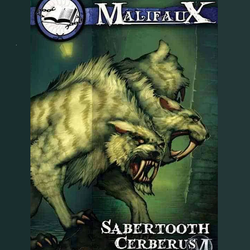 Malifaux this box contains Sabertooth Cerberus a three headed sabertooth cat