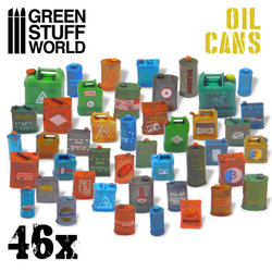 Resin oil cans by Green Stuff World in various styles which could be used to represent gas cannisters or fuel cans
