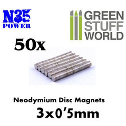 Neodymium Magnets 3x0'5mm -50 units -9051- Green Stuff World