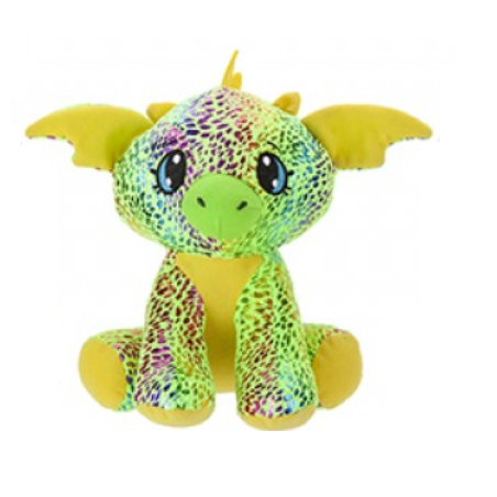 Iridescent Green Dragon by Cuddle Crew Plushie. Green dragon with yellow accents in the ears, bottom of the feet and scales