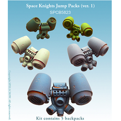 Space Knights Jump Packs V1 is a pack of 5 resin miniatures from Spellcrow in a 28mm scale enabling you to convert your models for your gaming table. 