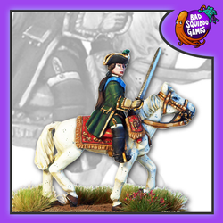 Catherine the Great from Bad Squiddo Games on horse back with a sword in her hand 