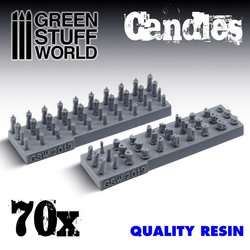 different types of candles by Green Stuff World in high quality resin