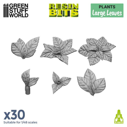 Green Stuff World resin large leaves in a 1/48 scale