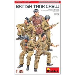 British tank crew unassembled plastic model kit by Mini Art which contains 5 figures with weapons.