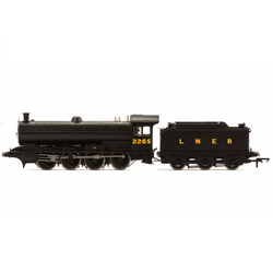 LNER Class Q6 2265 by Hornby. A scale model locomotive with black livery and yellow red LNER and number 2265